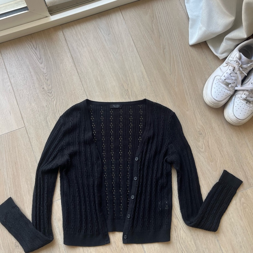 Brandy Melville Black Cable Knit Cardigan Sweater